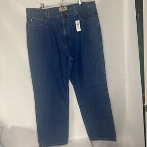 LL Bean Jeans Mens 40x30 Blue Flannel Lined Straight Leg Medium Wash Chore